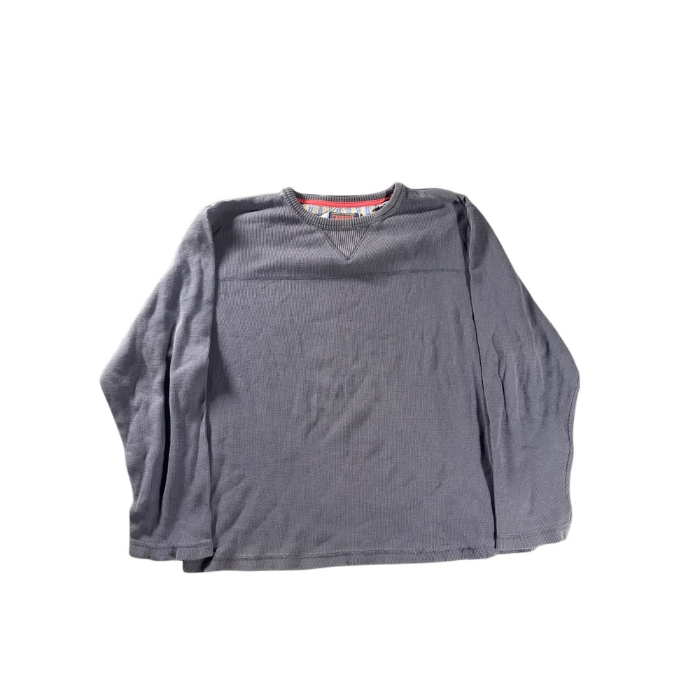Cremieux Navy Blue Waffle Knit Thermal Long Sleeve Shirt Mens XXL Premium Denim